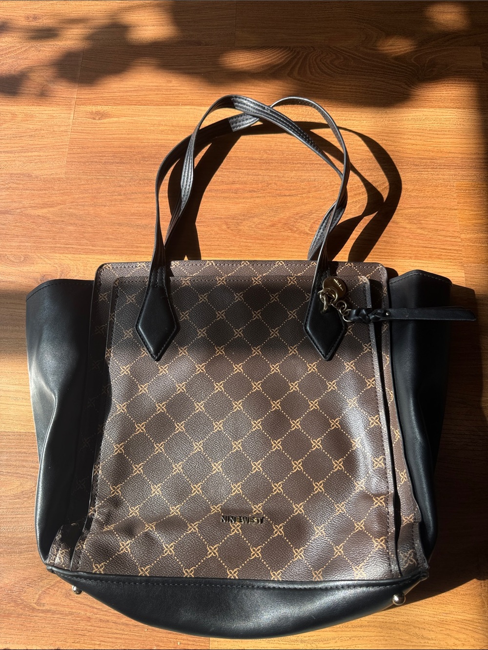 Nine West Brown Tote with Black Trim and Straps